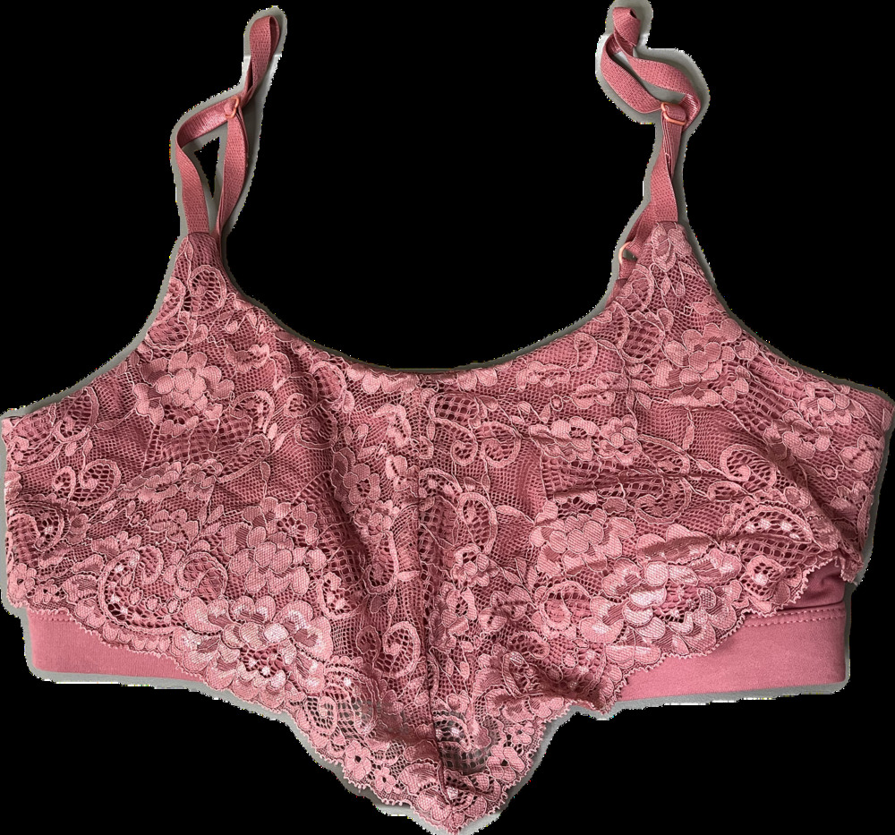 Fabletics soft rose pink color lace overlay drape sports bra small